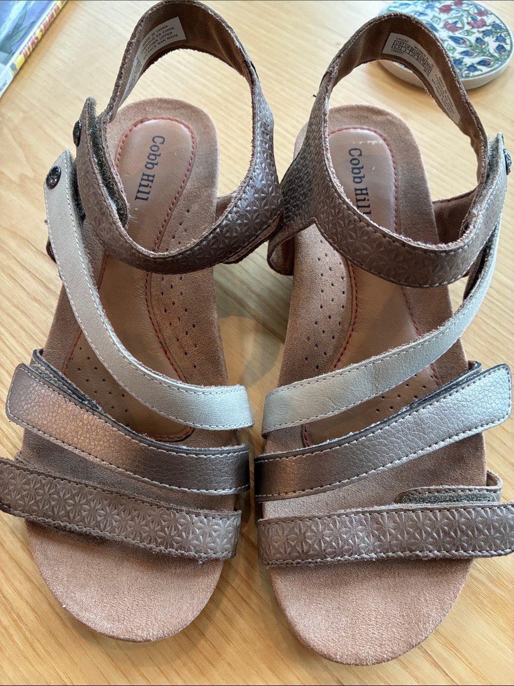 Cobb Hill by New Balance Metallic Taupe Multi-Strap Comfort Sandals